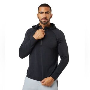 RHONE Men's Reign Tech 1/4-Zip Hoodie black Heather medium